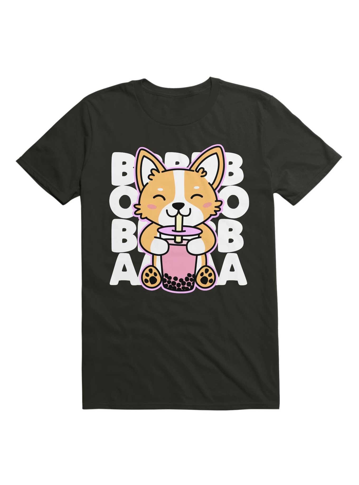 Corgi Drinking Boba Tea T-Shirt, , hi-res