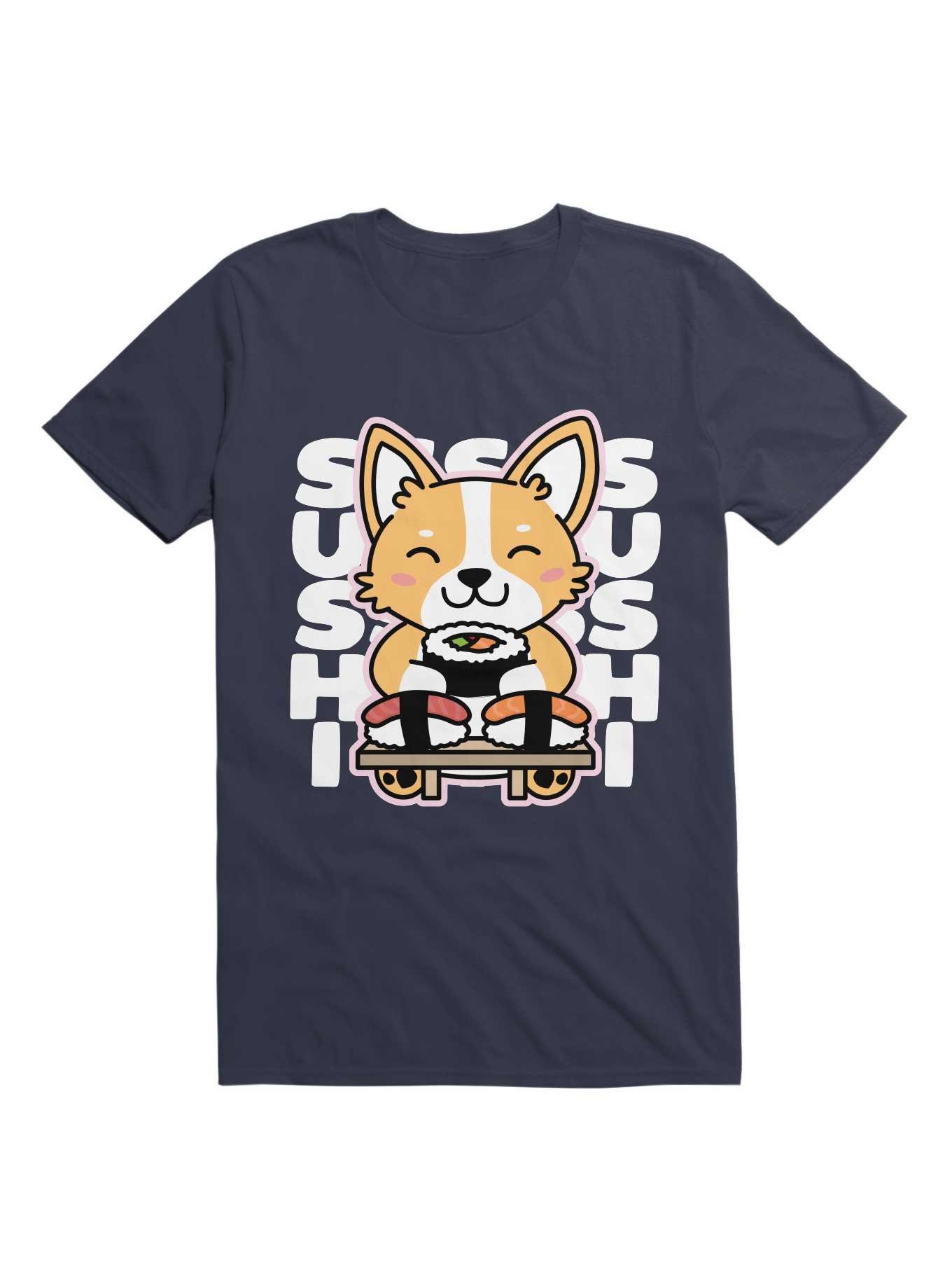 THRDLESS Corgi Eating Sushi Cute Kawaii Foodie Dog T-Shirt