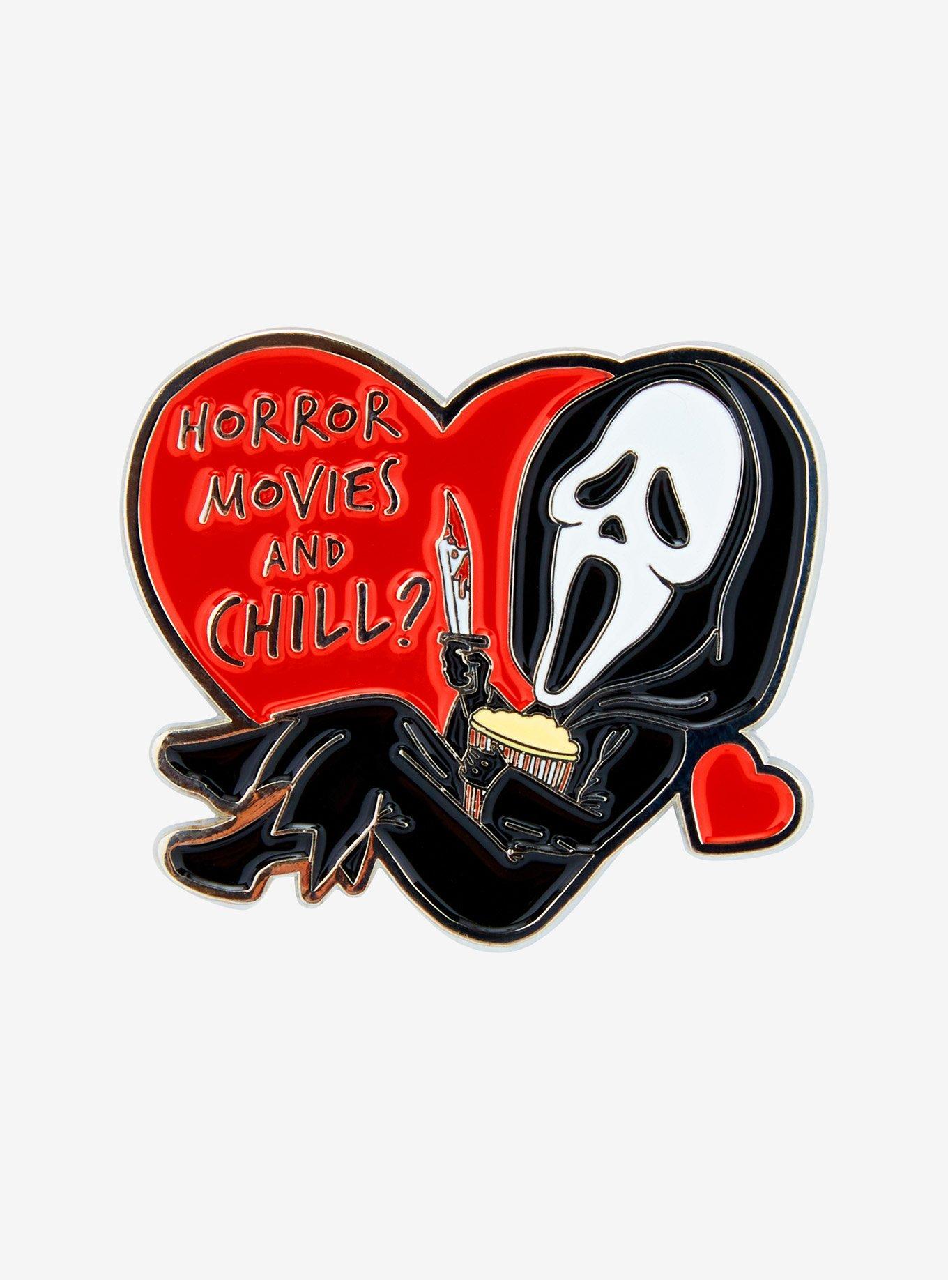 Ghost Face Horror Movies & Chill Heart Enamel Pin, , hi-res