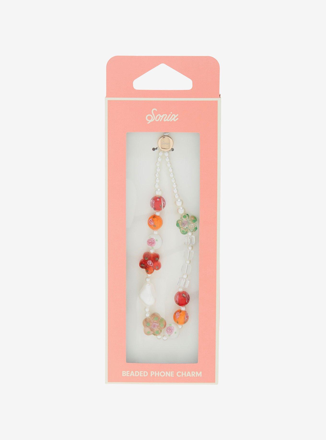 Sonix Roses & Pearls Beaded Phone Charm, , hi-res