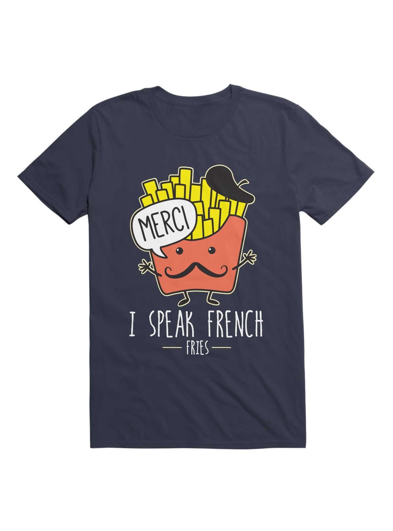 I Speak French Fries T-Shirt, NAVY, hi-res