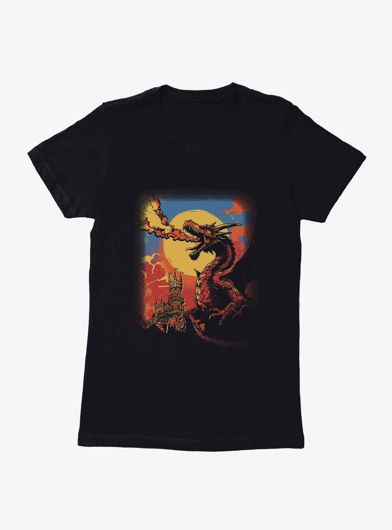 Fire Breathing Dragon Womens T-Shirt, BLACK, hi-res