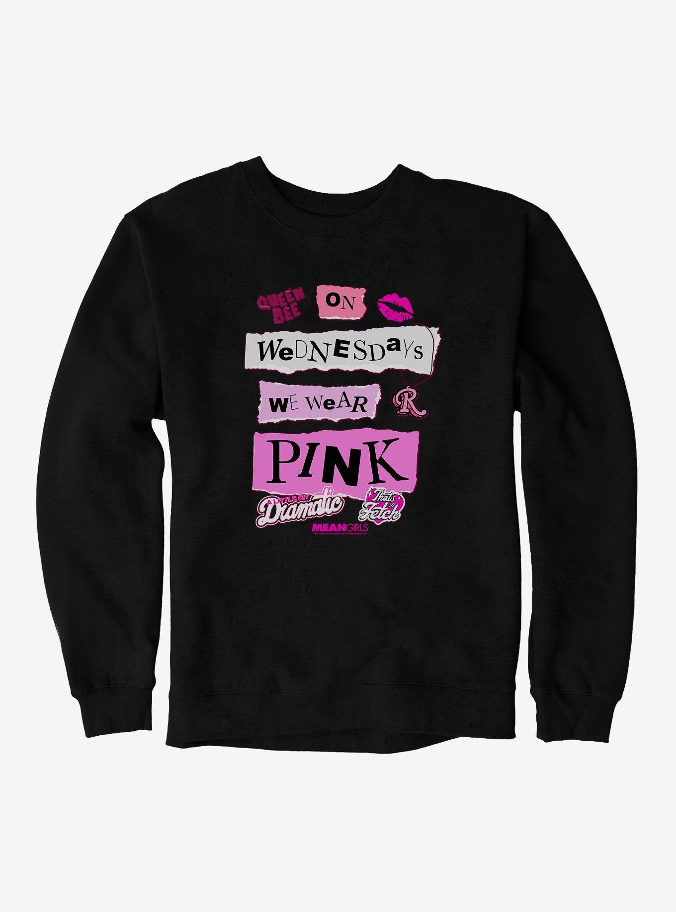 Mean Girls On Wednesday's We Wear Pink Sweatshirt, BLACK, hi-res