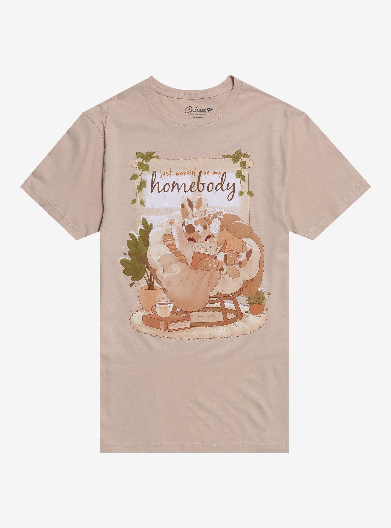 Workin' On My Homebody Bunny T-Shirt By Little Celesse, , hi-res