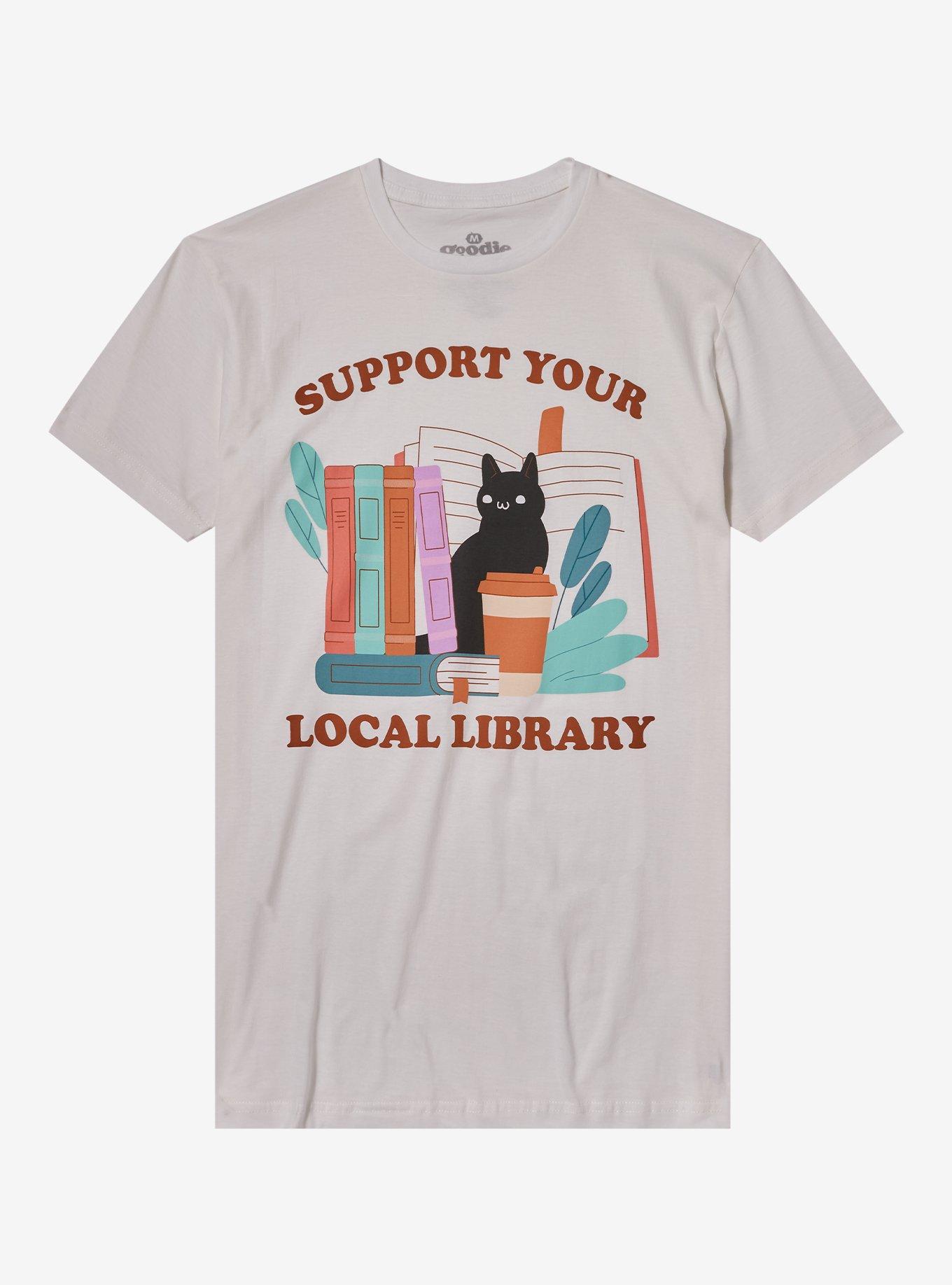 Support Your Local Library Cat T-Shirt By Goodie Two Sleeves, , hi-res