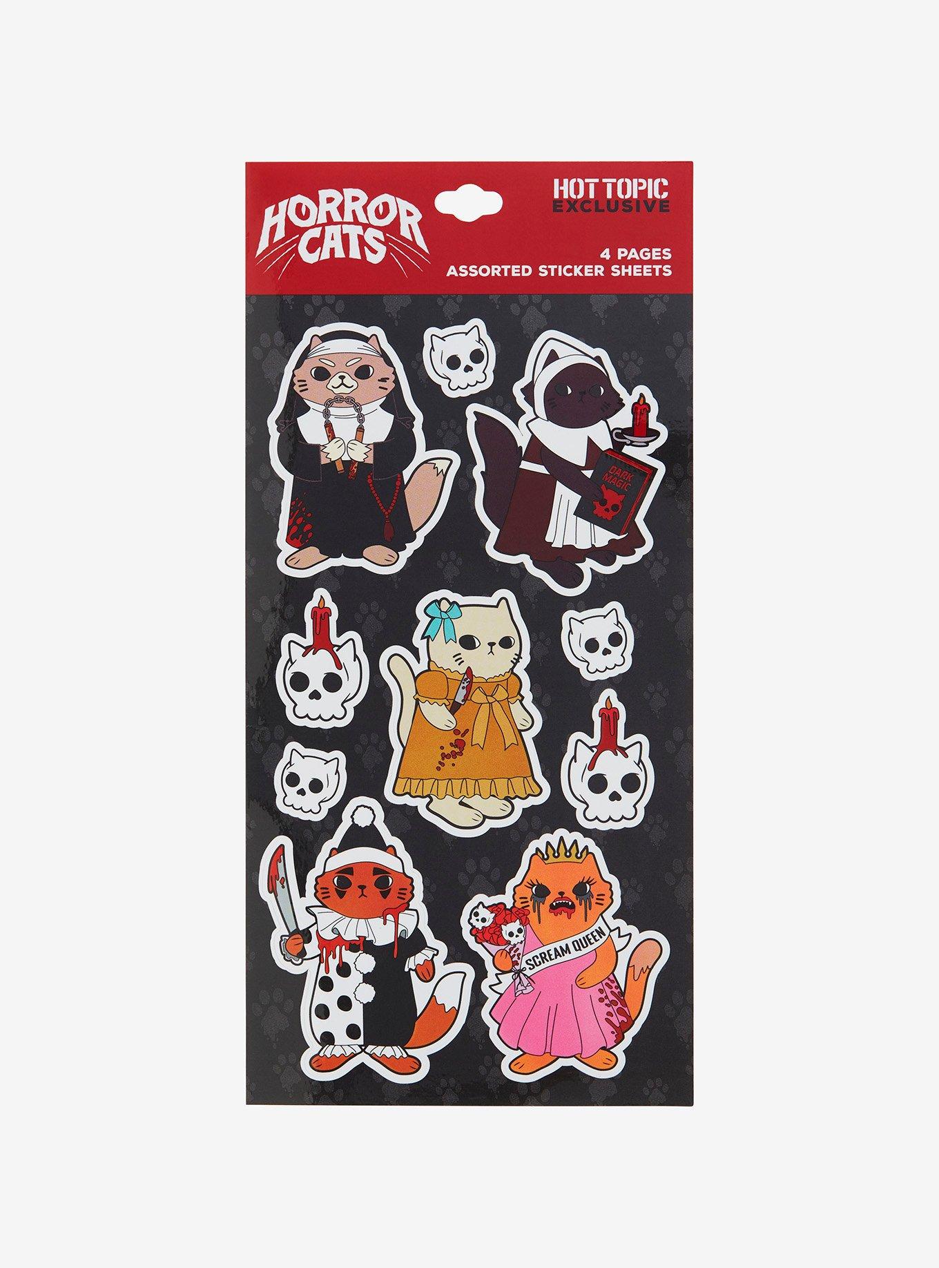 Horror Cats Sticker Sheet Hot Topic Exclusive, , hi-res