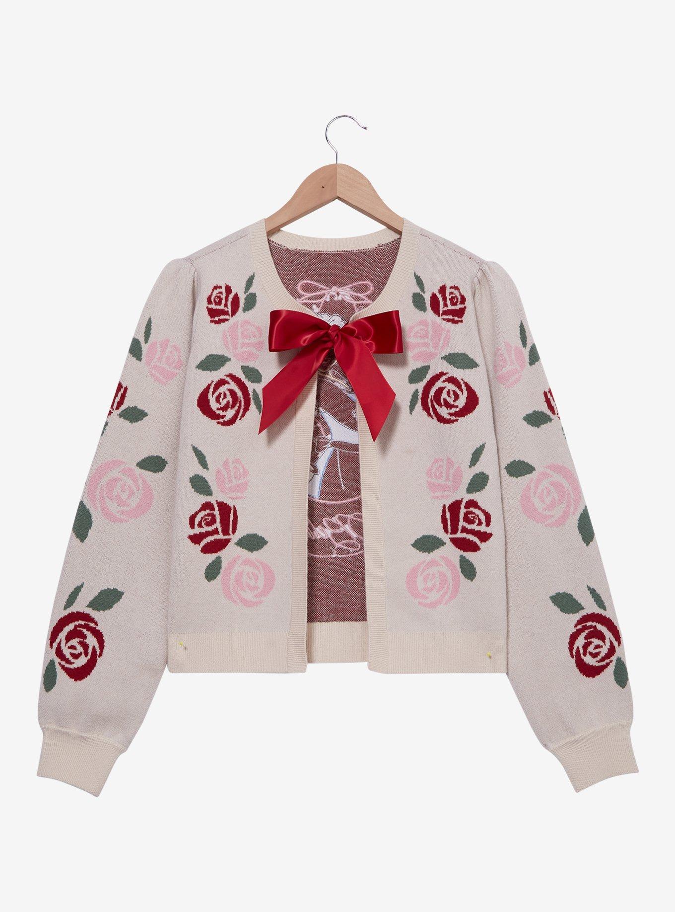 Disney Beauty and the Beast Rose Bow Tie Women's Cardigan — BoxLunch Exclusive, , hi-res