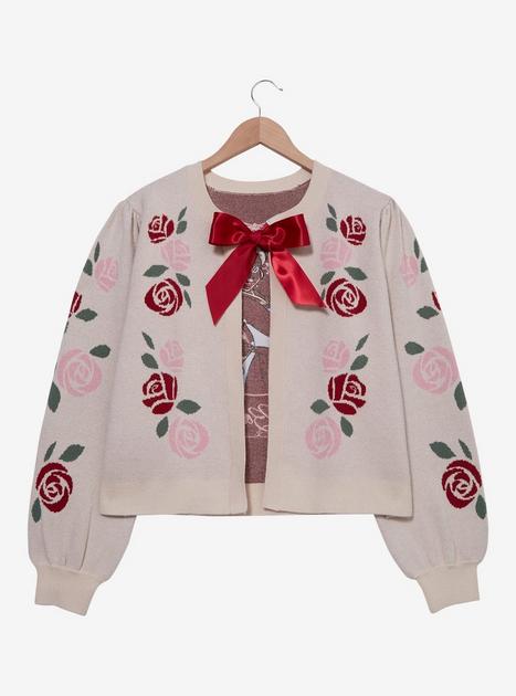 CHICWISH Women Crop Cardigan Sweaters Bowknot Brooch Button