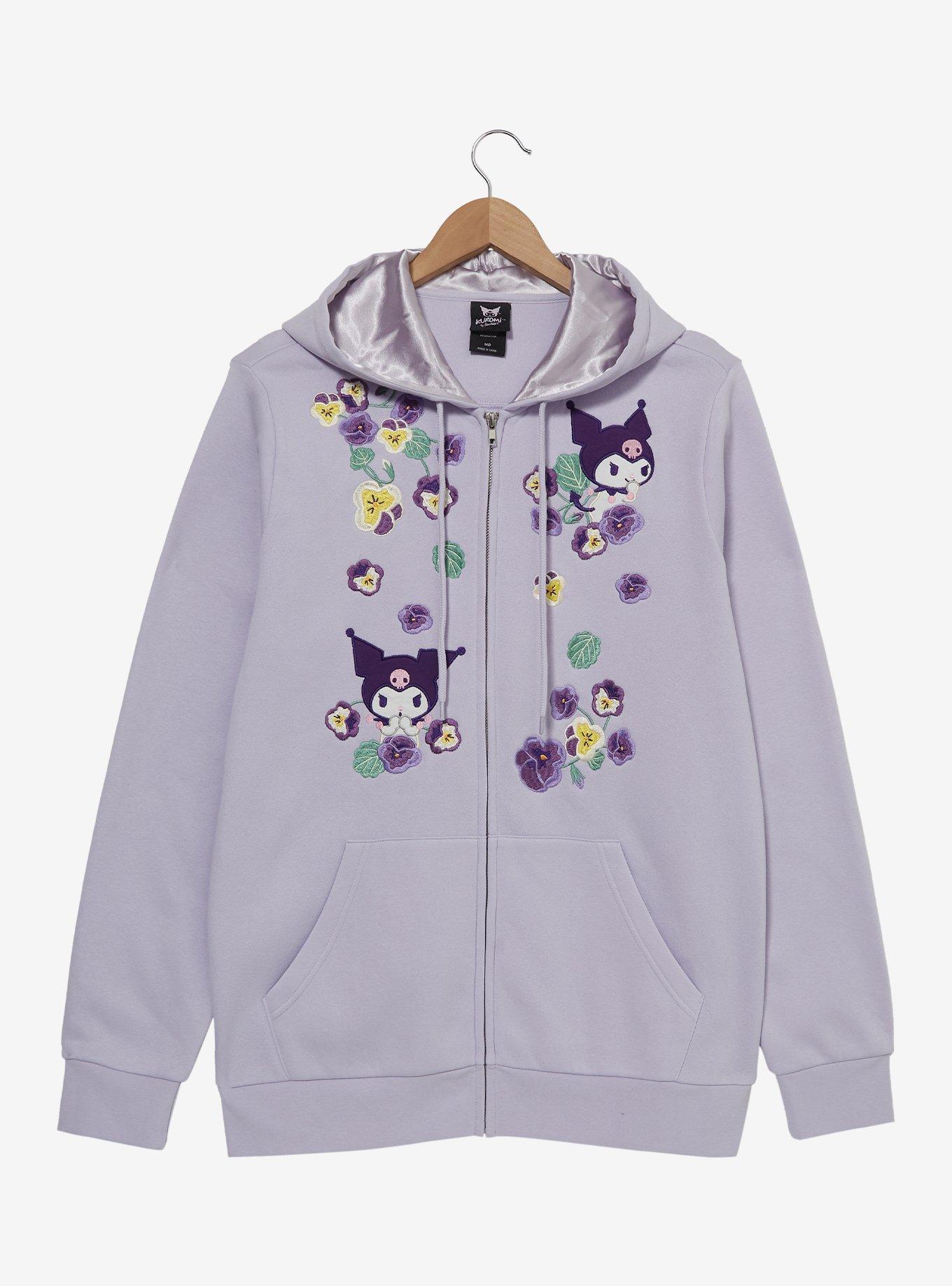 Sanrio Kuromi Floral Zippered Hoodie - BoxLunch Exclusive, , hi-res