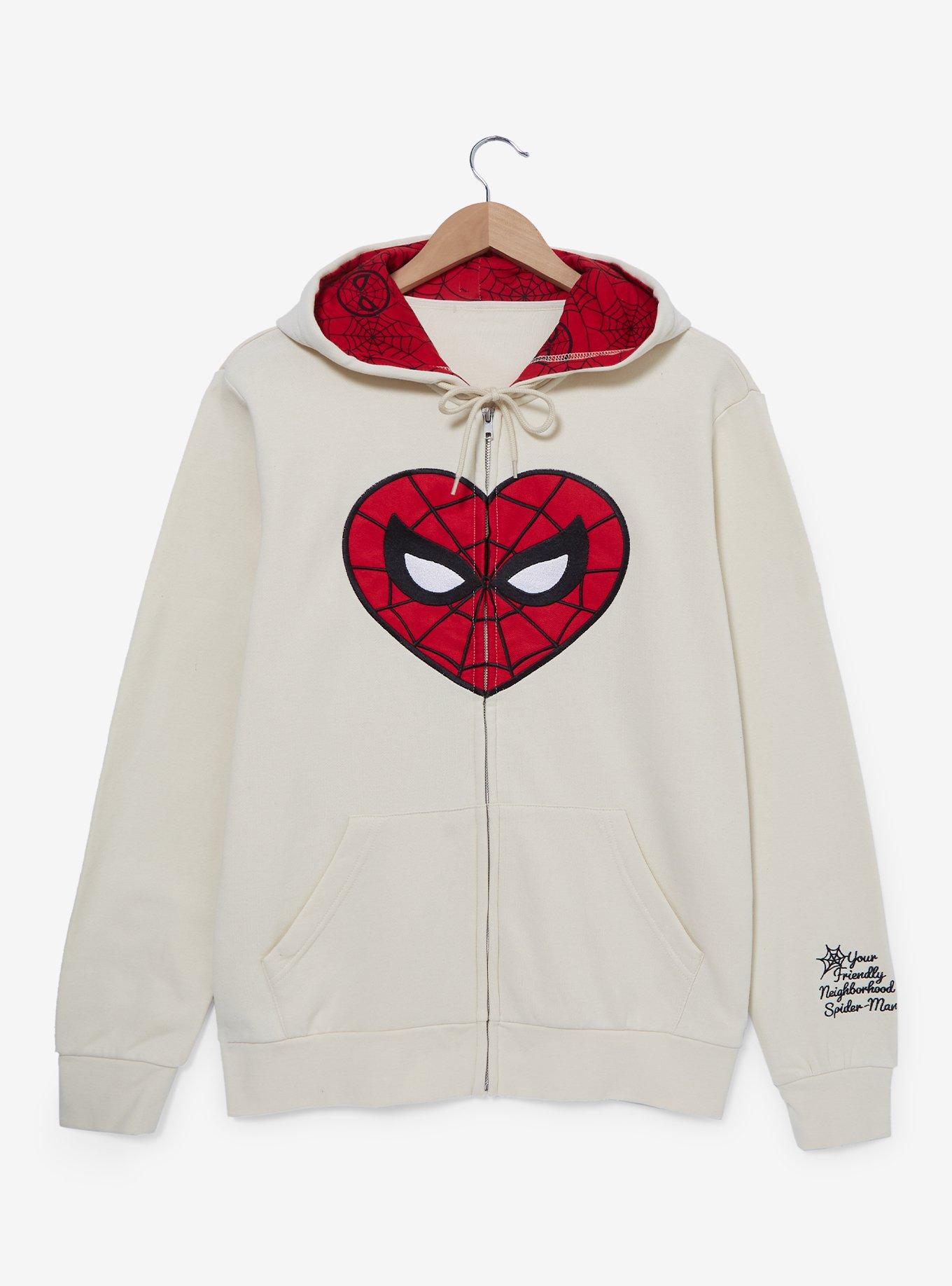 Marvel Spider-Man Heart Mask Zip Hoodie — BoxLunch Exclusive, , hi-res