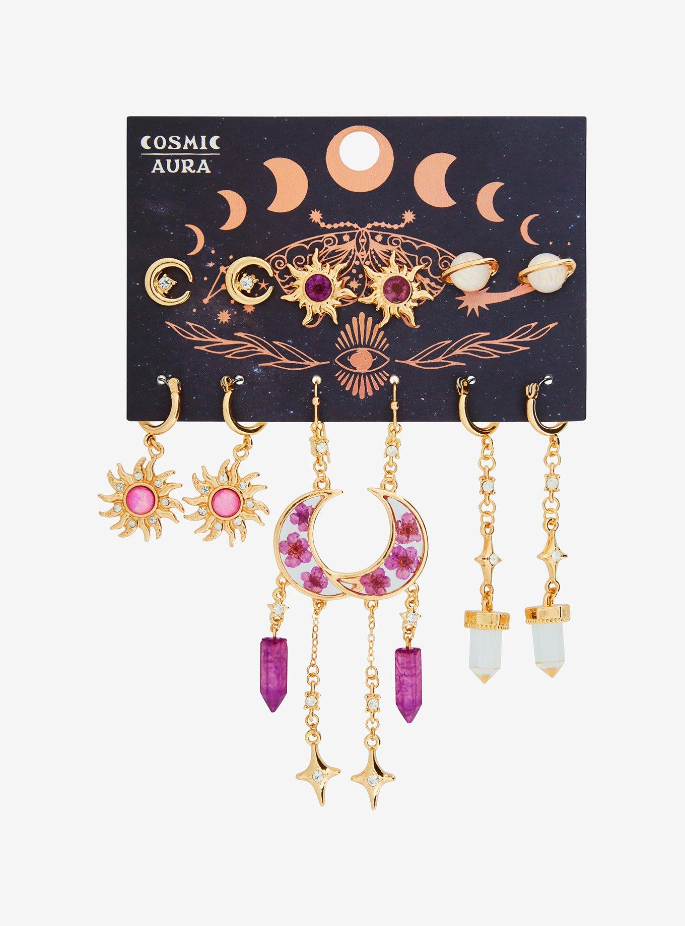 Cosmic Aura Sun & Moon Crystal Earring Set, , hi-res