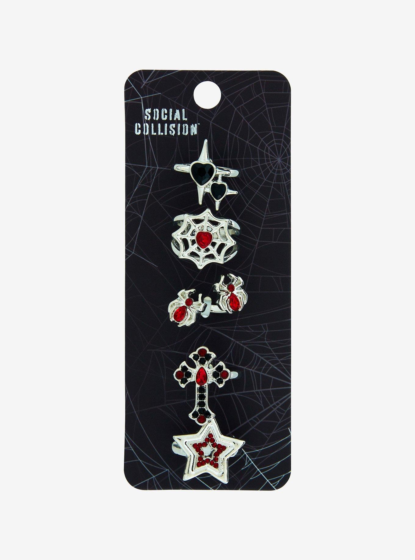 Social Collision Spider Cross Star Ring Set, , hi-res