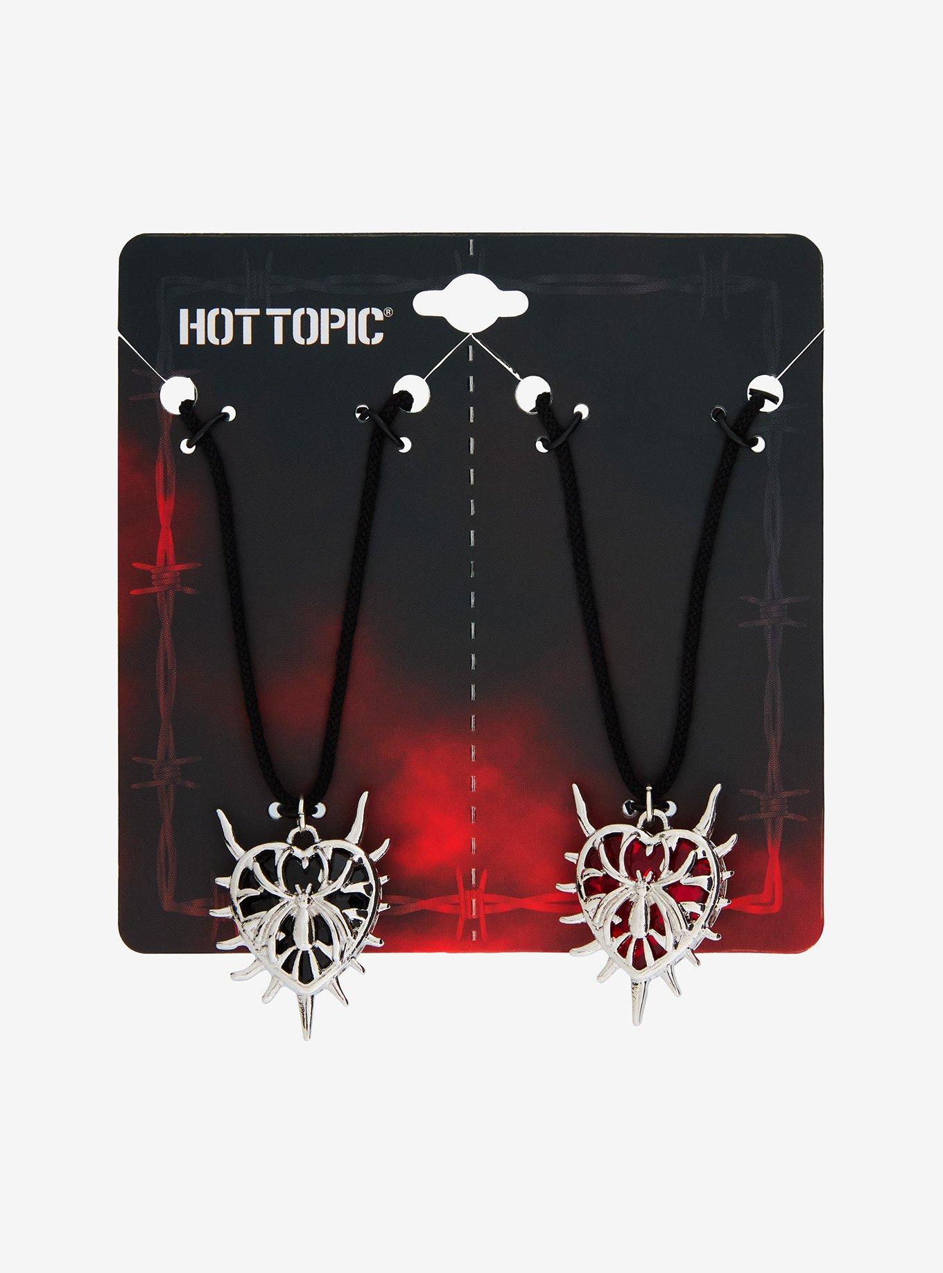 Spike Heart Spider Best Friend Cord Necklace Set, , hi-res