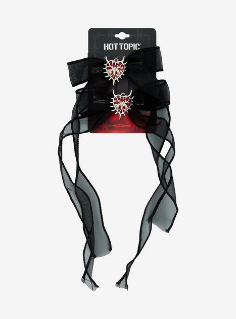 Red Heart Spider Organza Hair Ribbon Set | Hot Topic