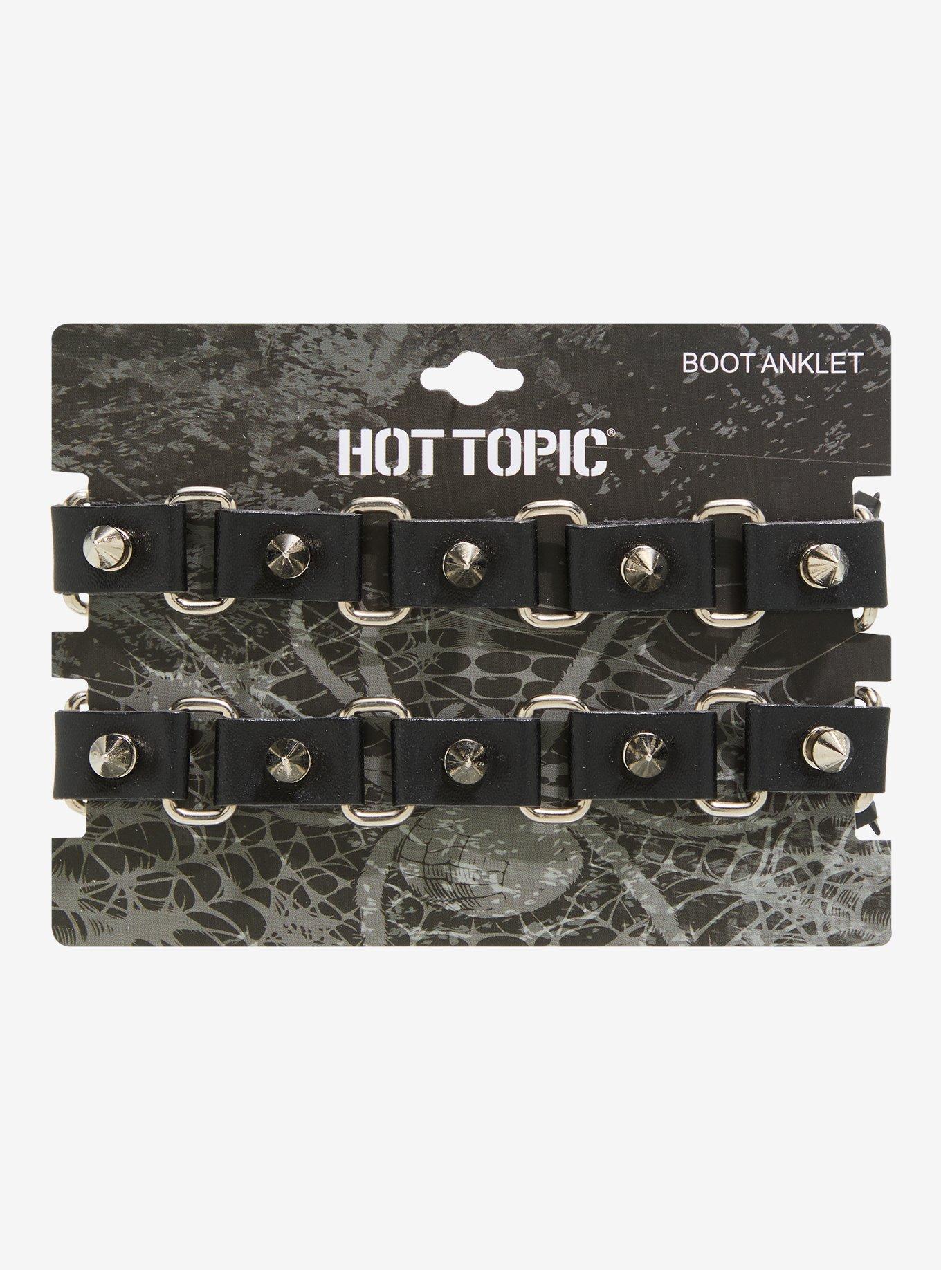 Faux Leather Spike Stud Boot Anklet Set, , hi-res