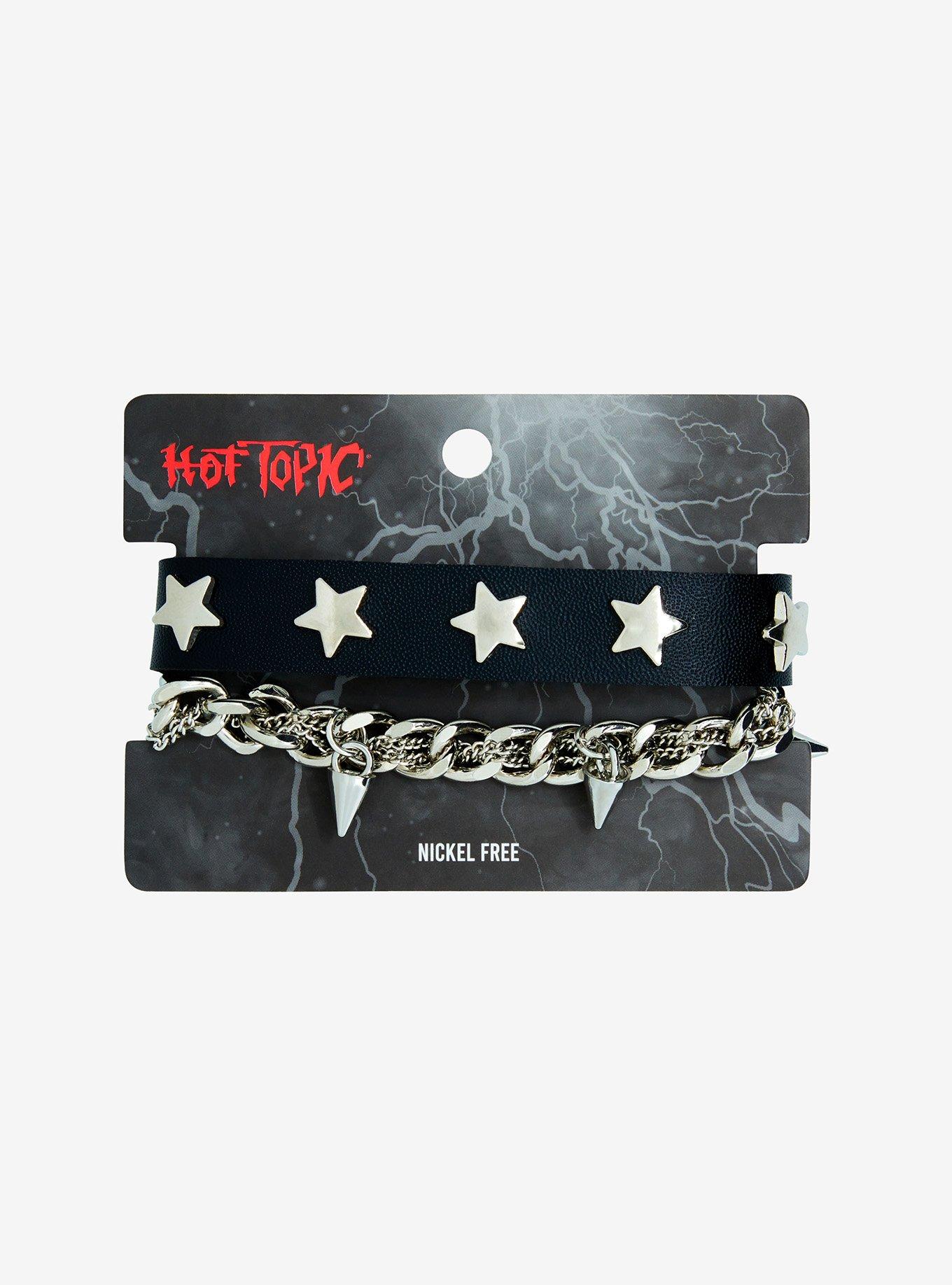 Star Stud Spike Faux Leather Chain Bracelet Set, , hi-res