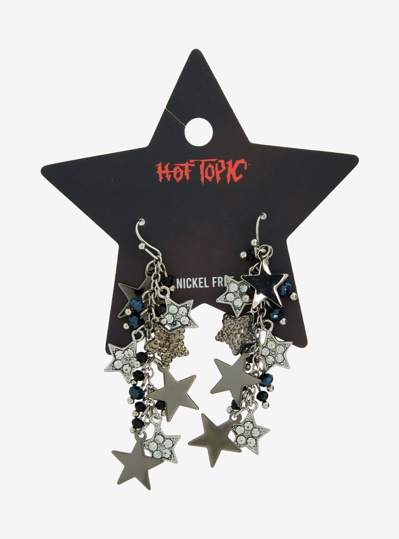 Star Bead Chain Drop Earrings, , hi-res