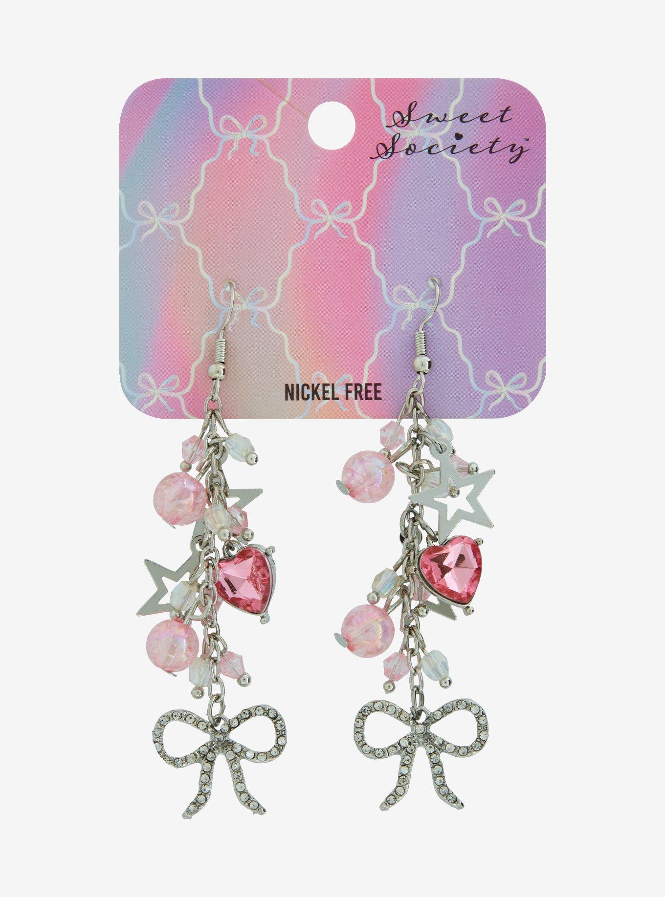Sweet Society Star Ribbon Heart Drop Earrings, , hi-res