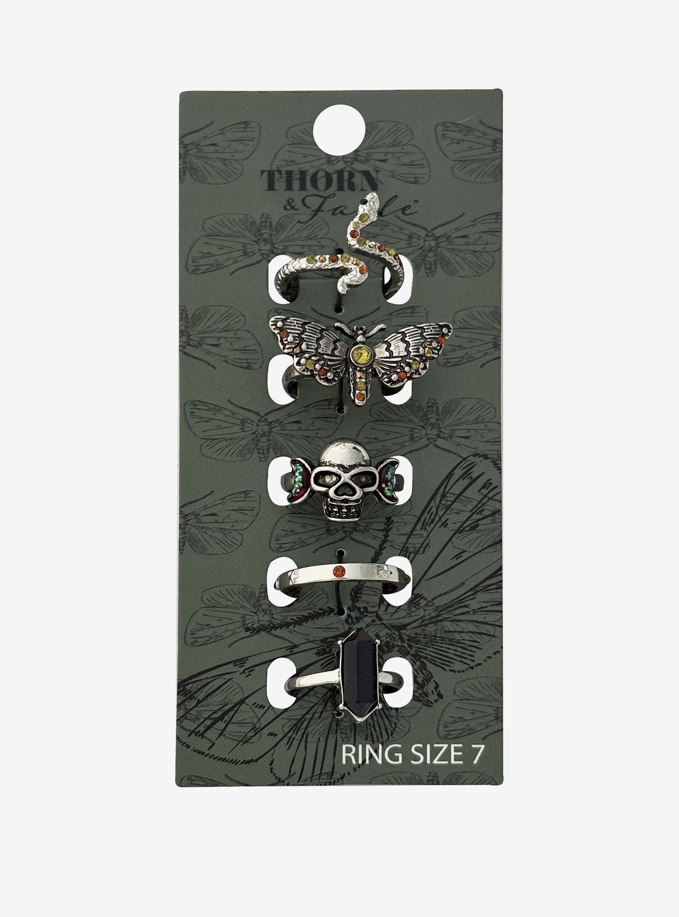 Thorn & Fable Moth Skull Ring Set, , hi-res