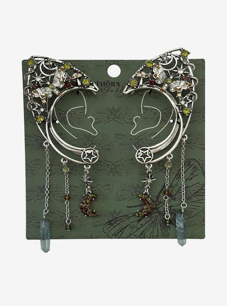 Thorn & Fable Crystal Moth Pointed Ear Cuffs | Hot Topic