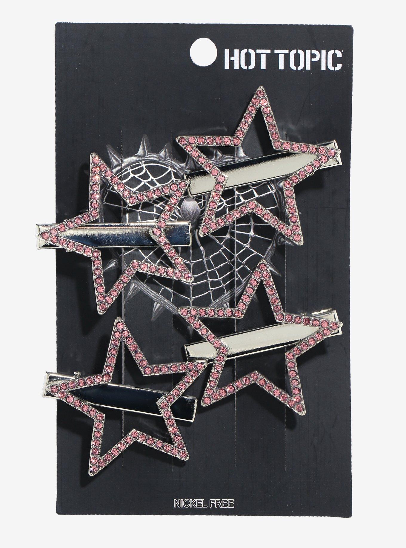 Pink Rhinestone Star Hair Clip Set, , hi-res