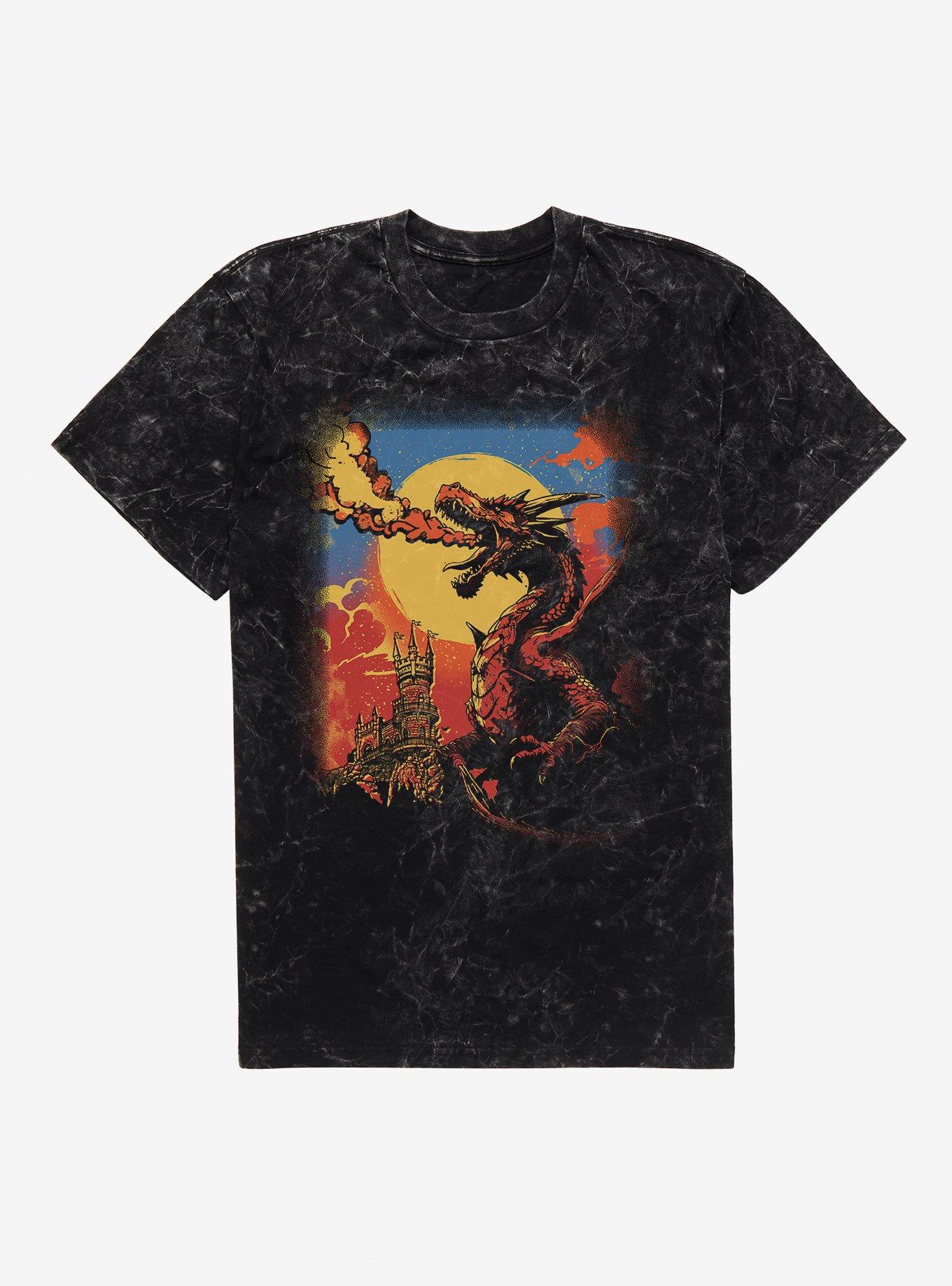 Fire Breathing Dragon Mineral Wash T-Shirt, BLACK MINERAL WASH, hi-res