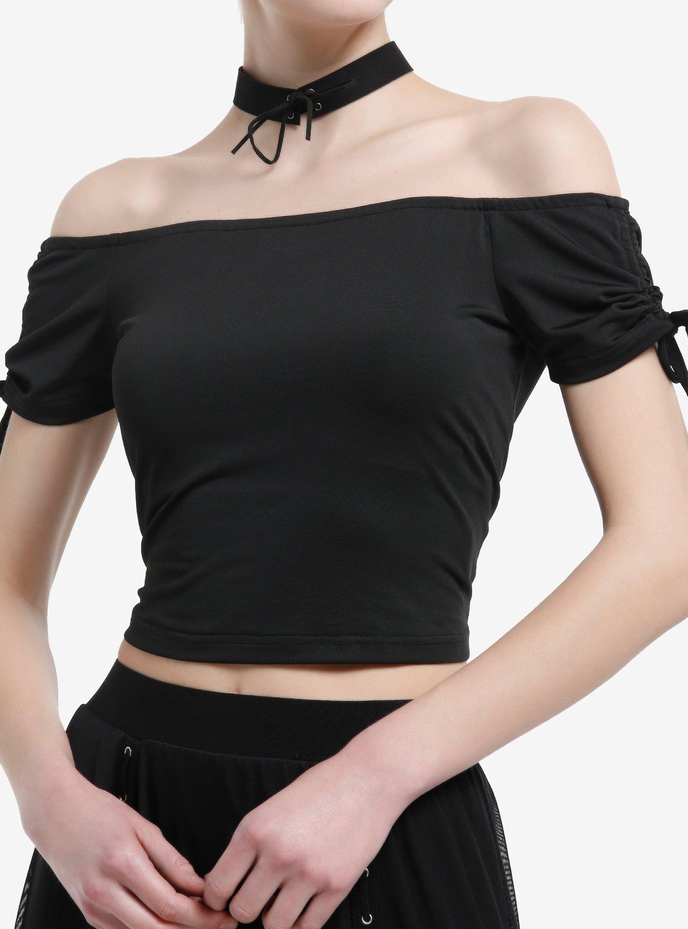 Cosmic Aura Black Off-The-Shoulder Girls Top, , hi-res