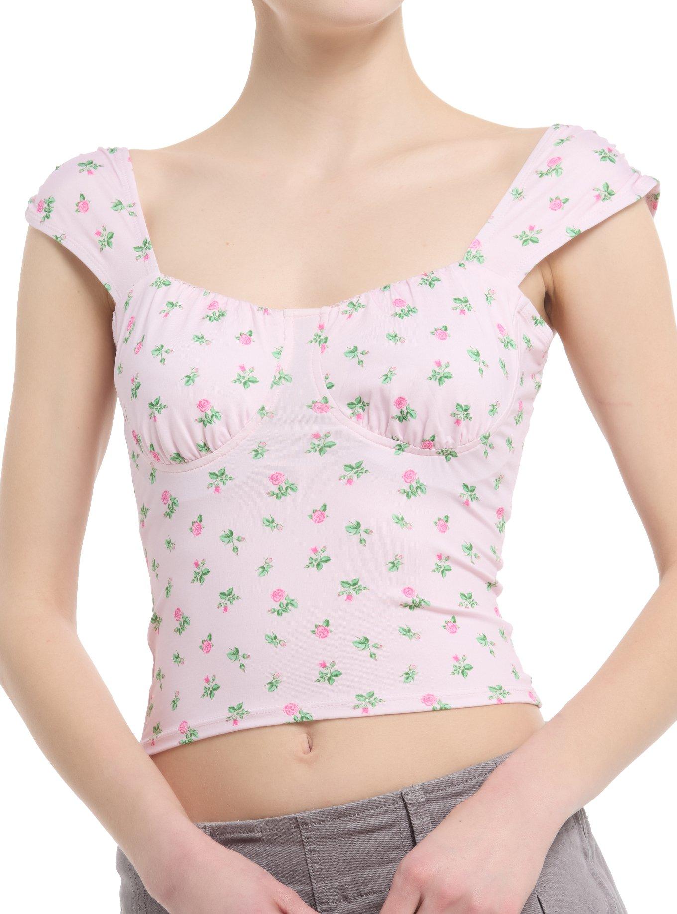 Sweet Society Pink Roses Girls Top, , hi-res