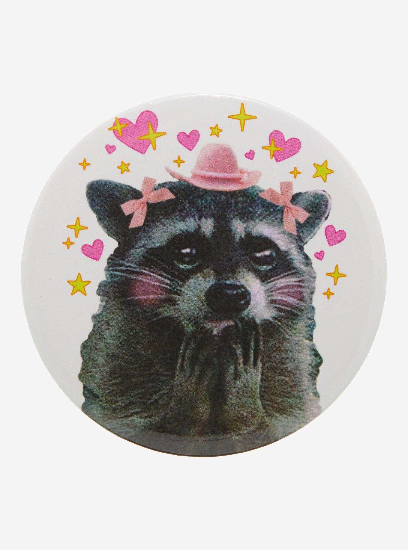 Raccoon Heart Bows 3 Inch Button, , hi-res