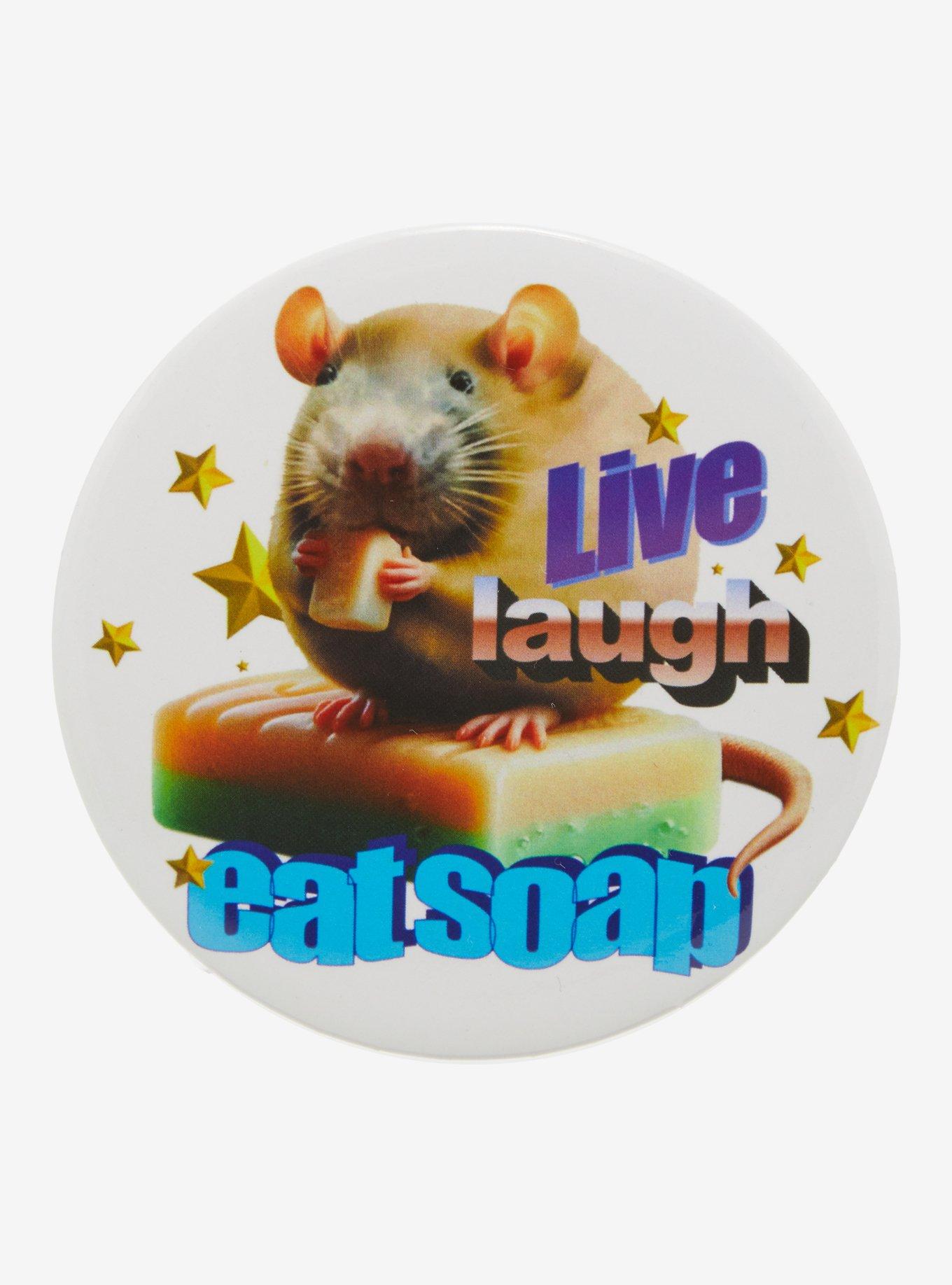 Live Laugh Soap Mouse 3 Inch Button, , hi-res