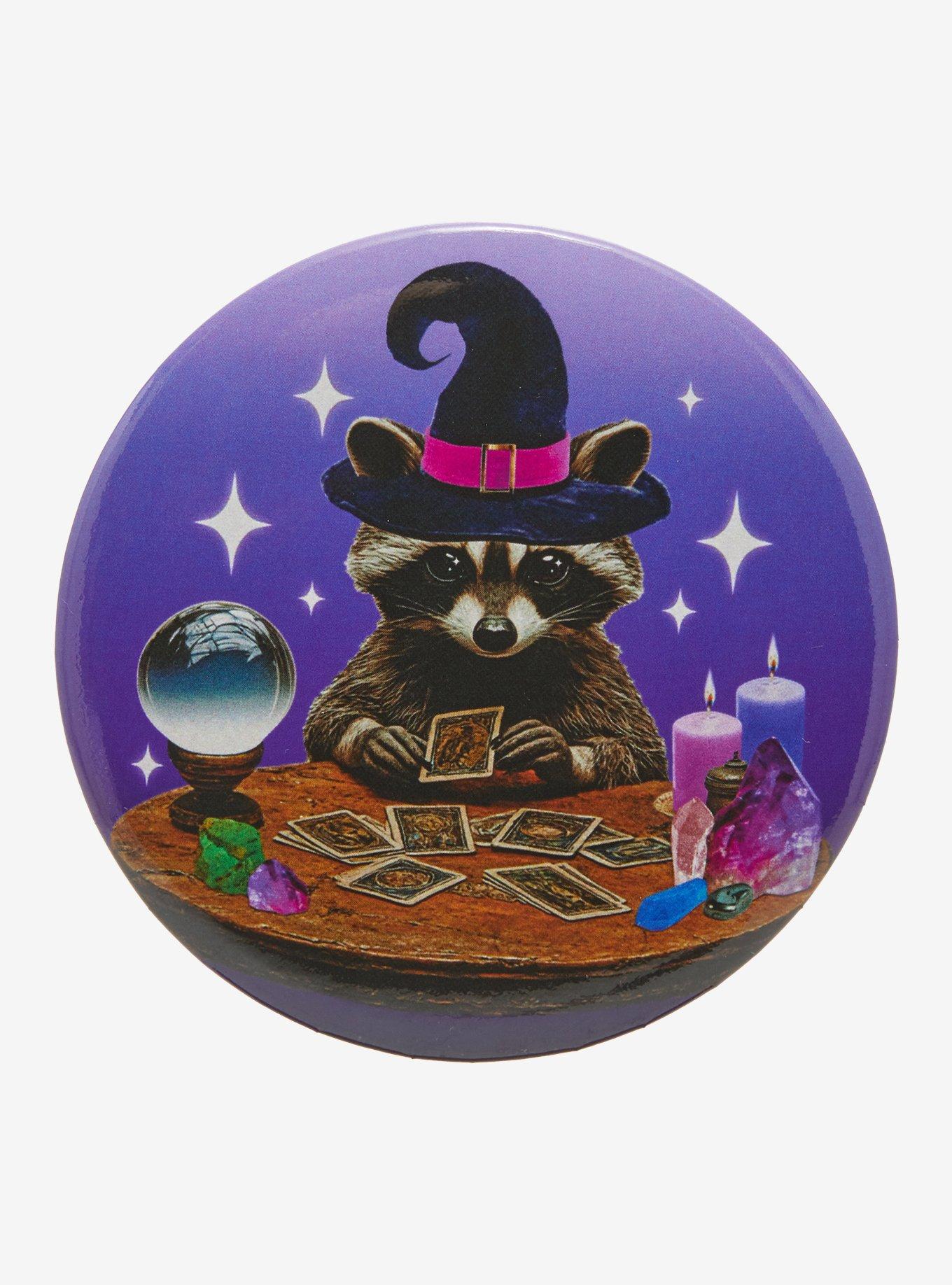 Mystical Raccoon Wizard 3 Inch Button, , hi-res