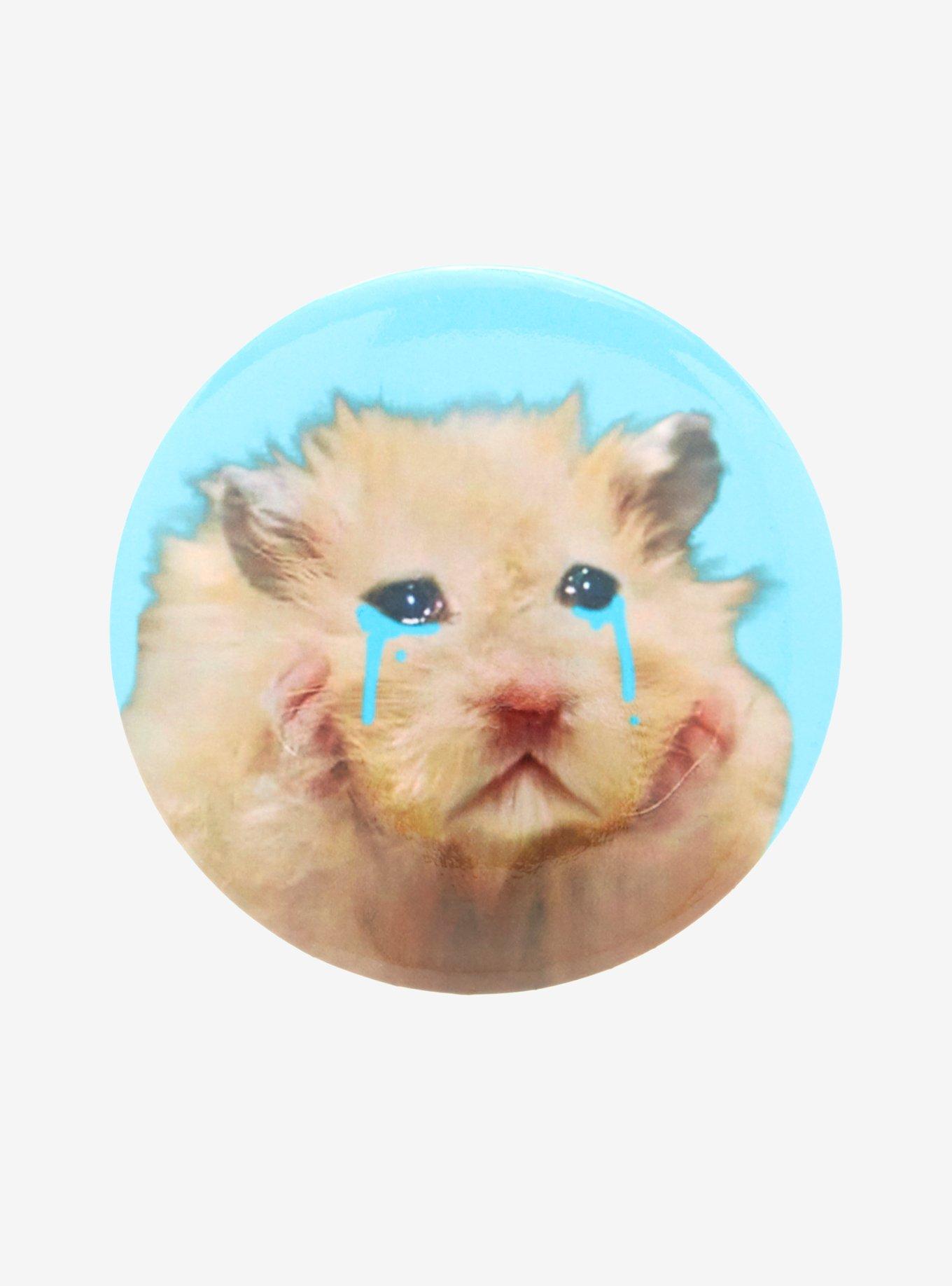 Crying Hamster Blue 3 Inch Button, , hi-res