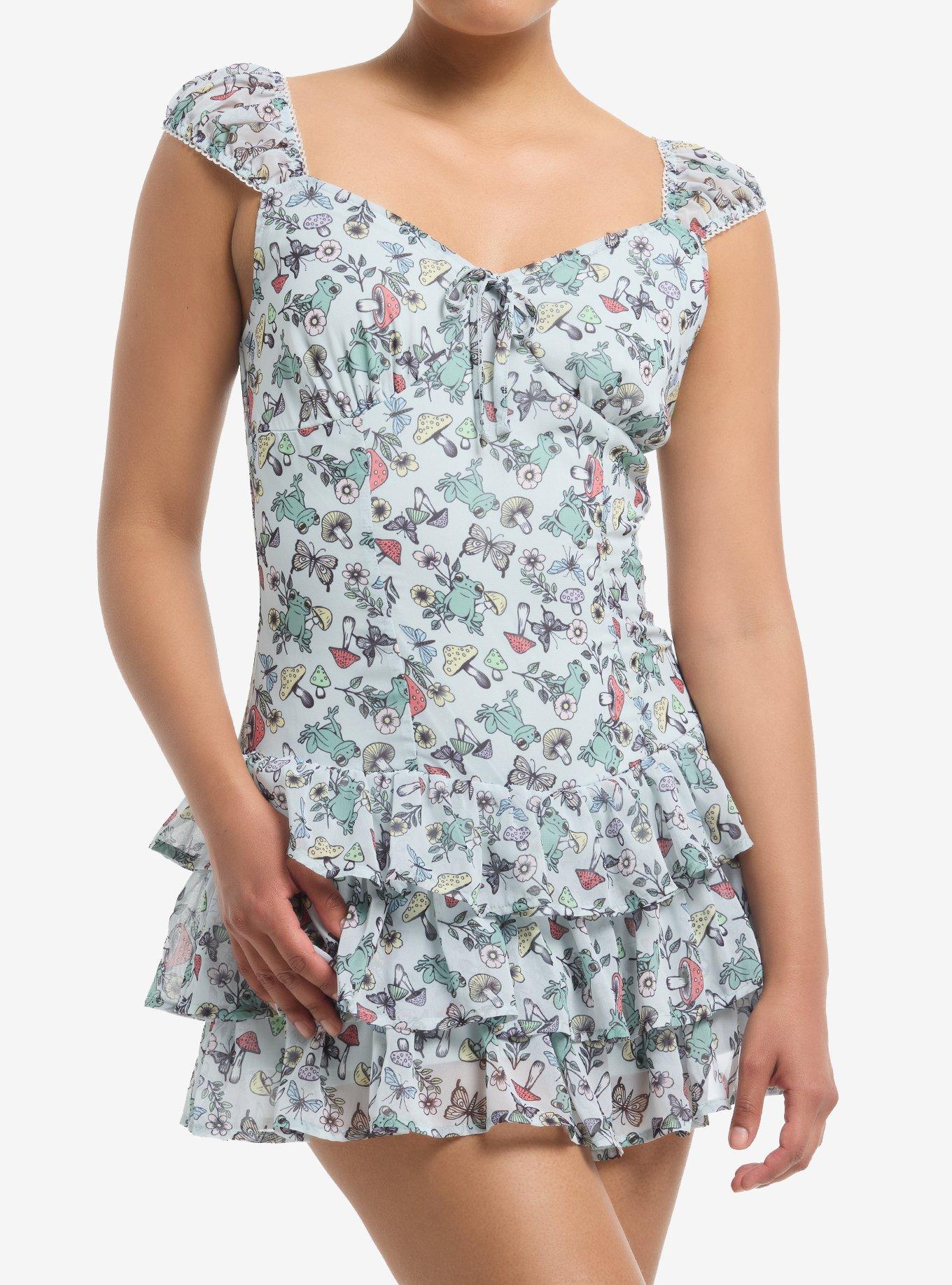 Sweet Society Mushroom Frog Tiered Mini Dress With Shorts, , hi-res