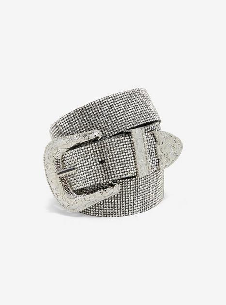 Silver Bling Western Belt | Hot Topic