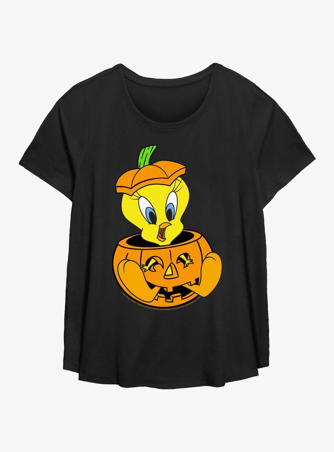 Looney Tunes Tweety Pumpkin Girls T-Shirt Plus Size, BLACK, hi-res