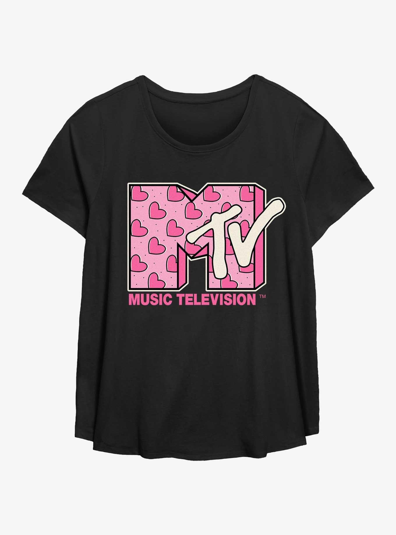 MTV Heart Diagonal Girls T-Shirt Plus Size, , hi-res