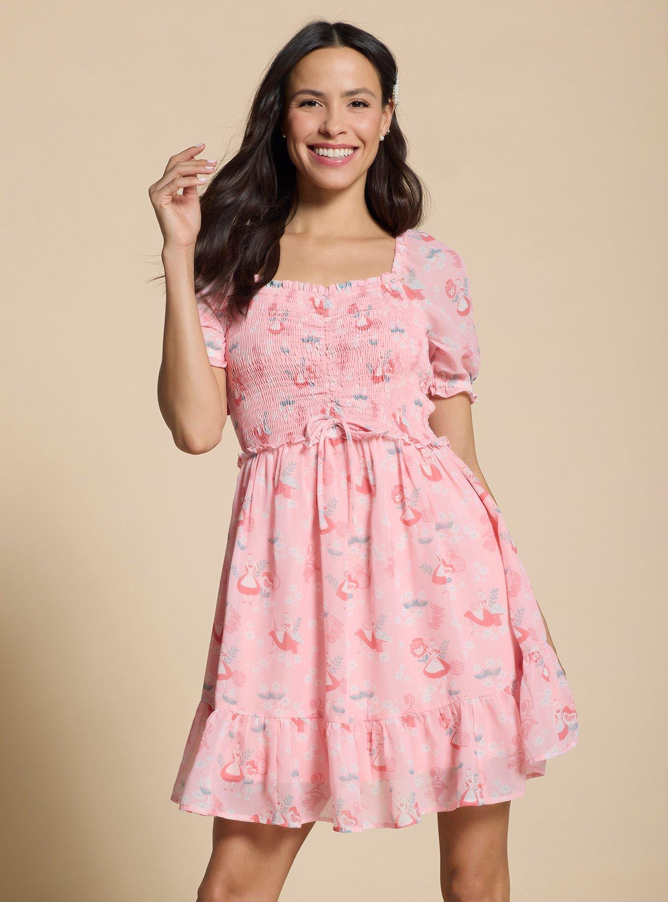 Disney Alice in Wonderland Pink Cinched Smock Dress — BoxLunch Exclusive