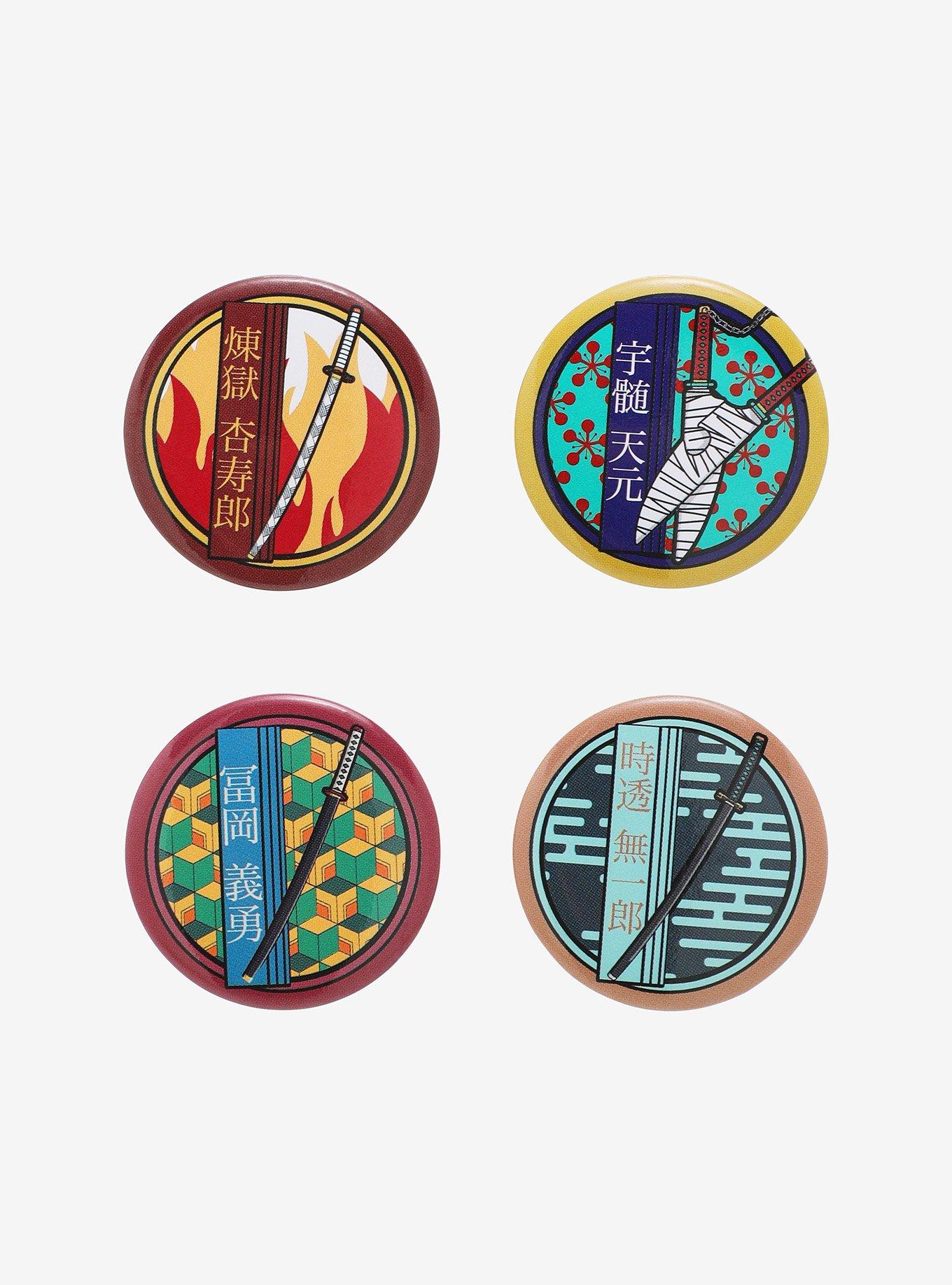 Demon Slayer: Kimetsu no Yaiba Character Swords Button Pin Set, , hi-res