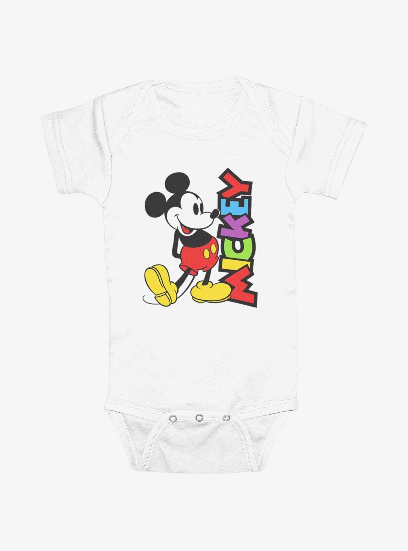 Disney Mickey Mouse Portrait Name Stance Infant Bodysuit, WHITE, hi-res