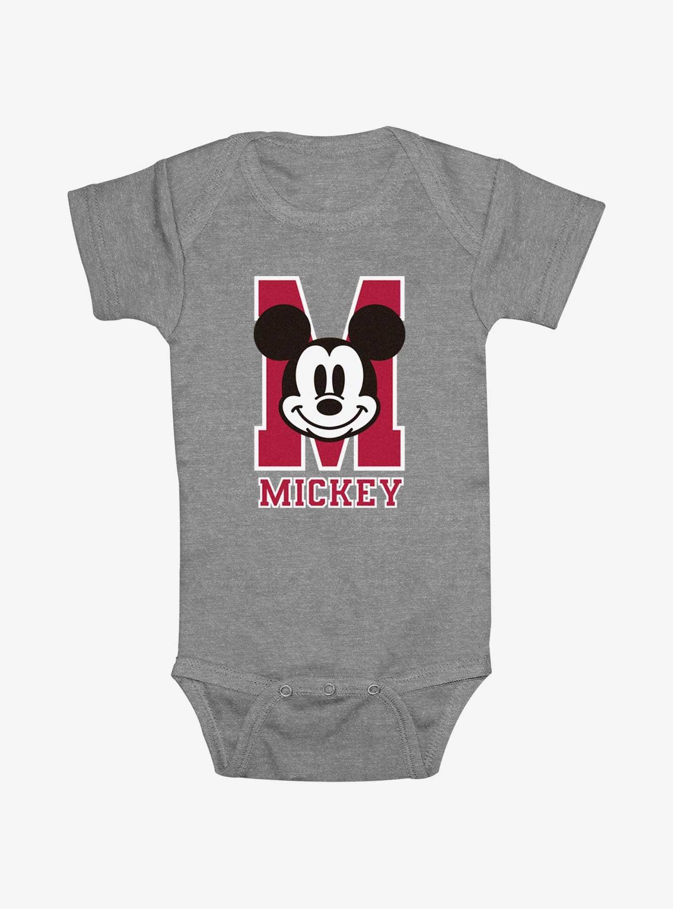 Disney Mickey Mouse Collegiate M Infant Bodysuit, ATH HTR, hi-res