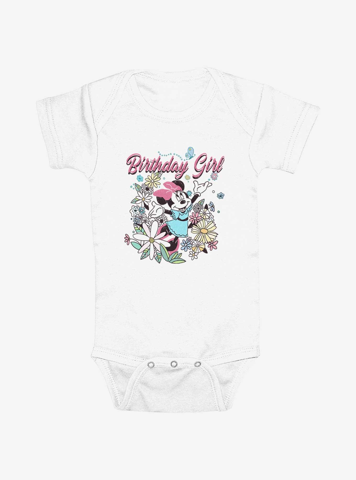 Disney Minnie Mouse Birthday Girl Floral Infant Bodysuit, , hi-res