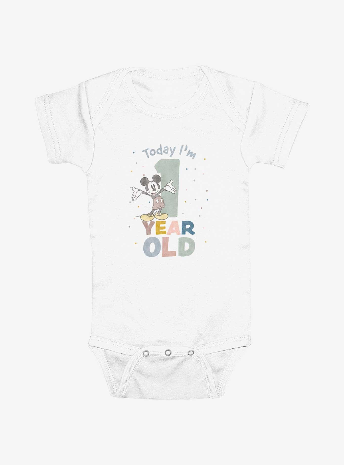 Disney Mickey Mouse One Year Mickey Infant Bodysuit, WHITE, hi-res