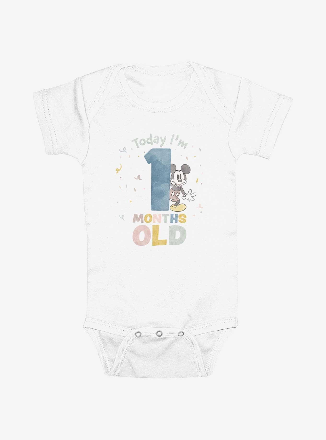 Disney Mickey Mouse Today Im 1 Months Old Infant Bodysuit, WHITE, hi-res