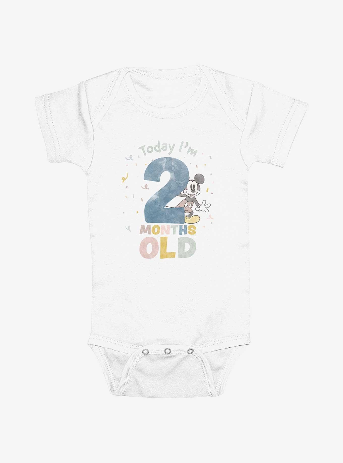 Disney Mickey Mouse Today Im 2 Months Old Infant Bodysuit, WHITE, hi-res