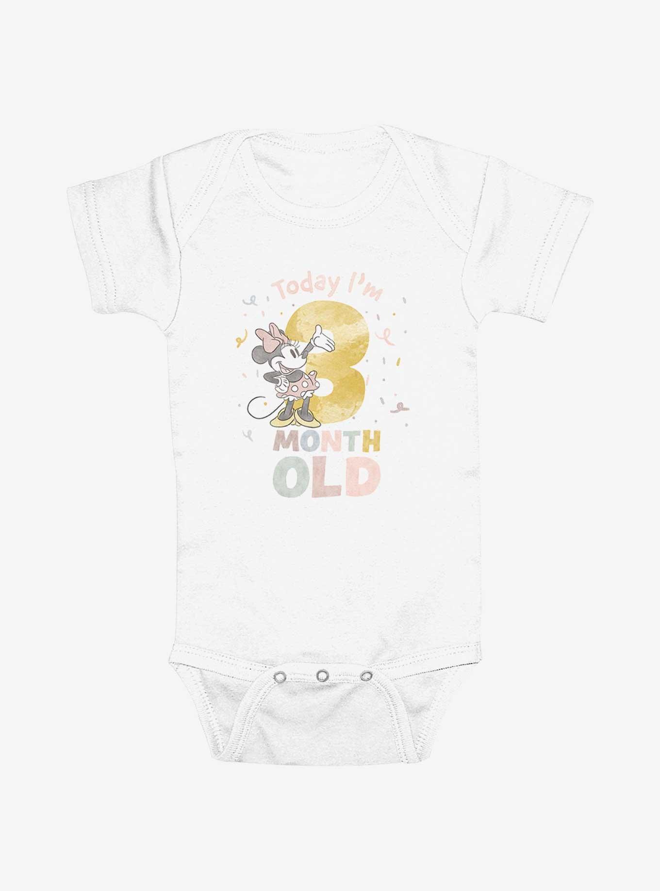 Disney Minnie Mouse Today Im 3 Months Infant Bodysuit, WHITE, hi-res