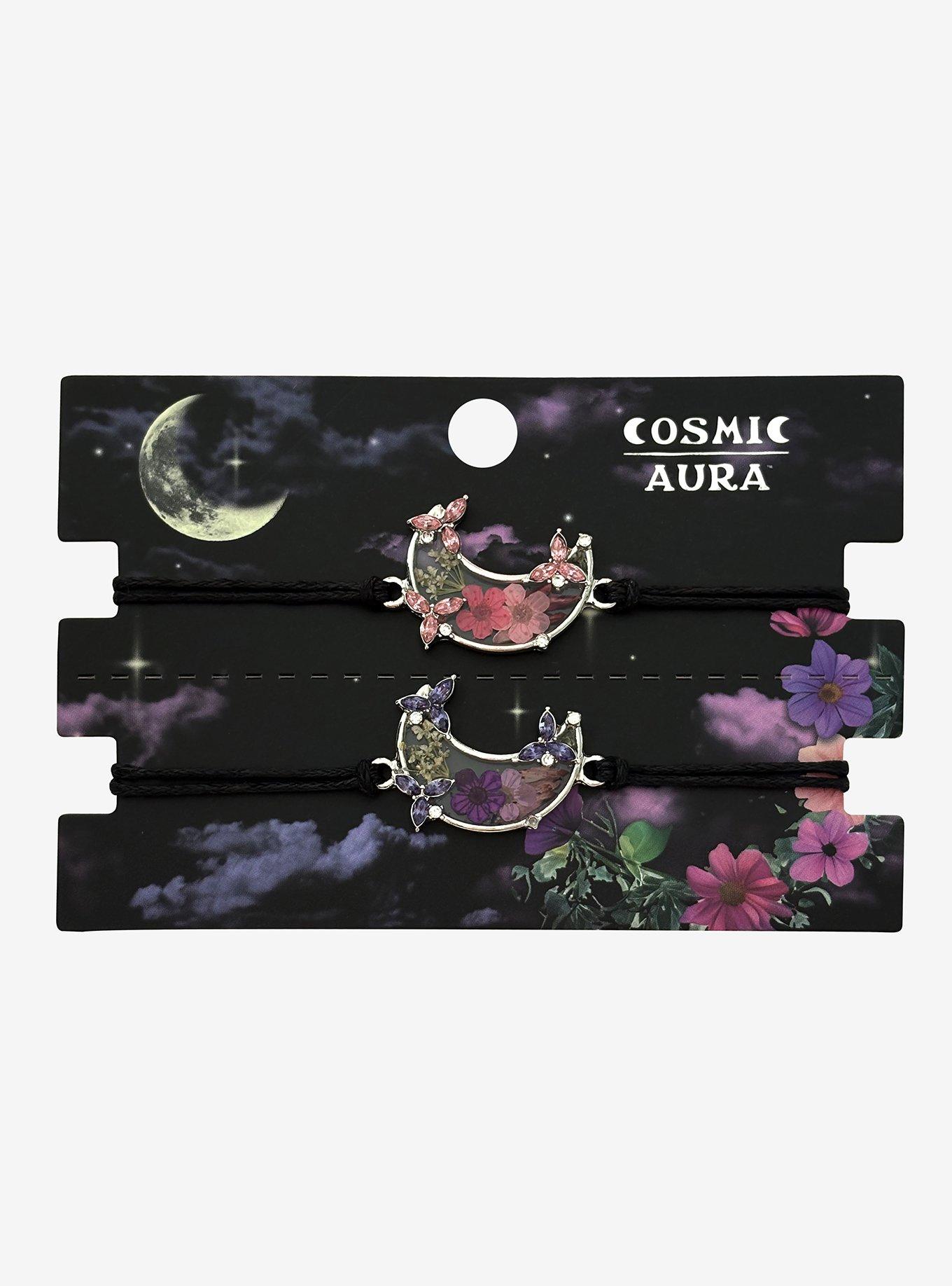 Cosmic Aura Pressed Flower Moon Best Friend Cord Bracelet Set, , hi-res