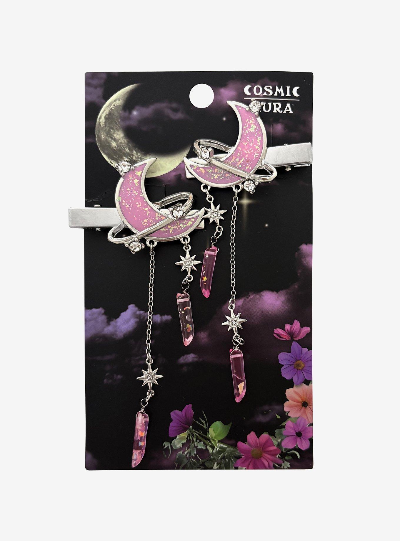 Cosmic Aura Pink Moon Crystal Hair Clip Set, , hi-res