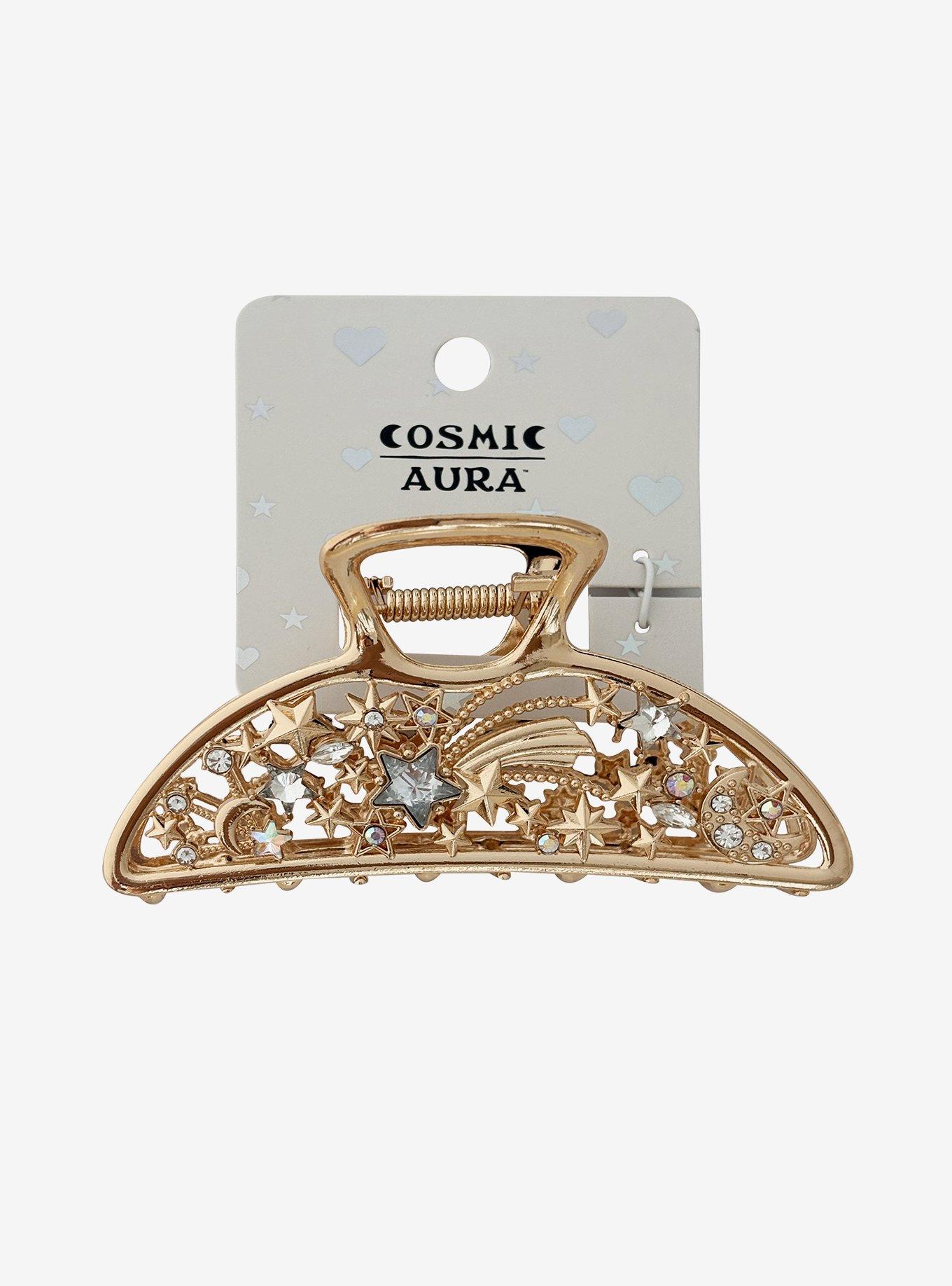 Cosmic Aura Gold Shooting Star Bling Claw Hair Clip, , hi-res