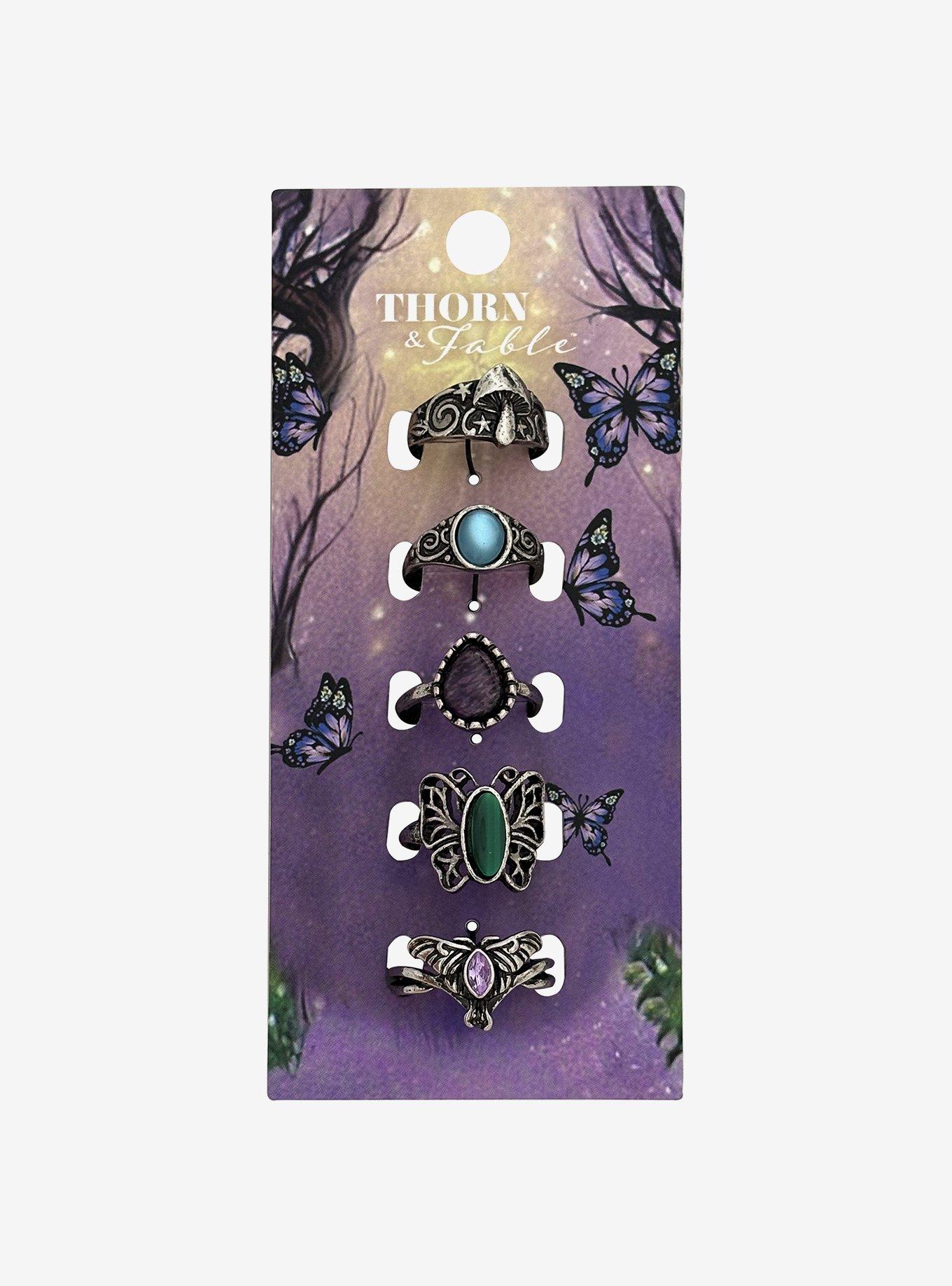 Thorn & Fable Mushroom Moth Gem Ring Set, , hi-res