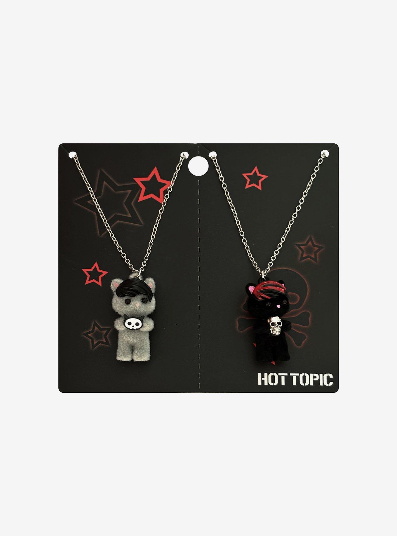 Cats With Emo Bangs Best Friend Necklace Set, , hi-res